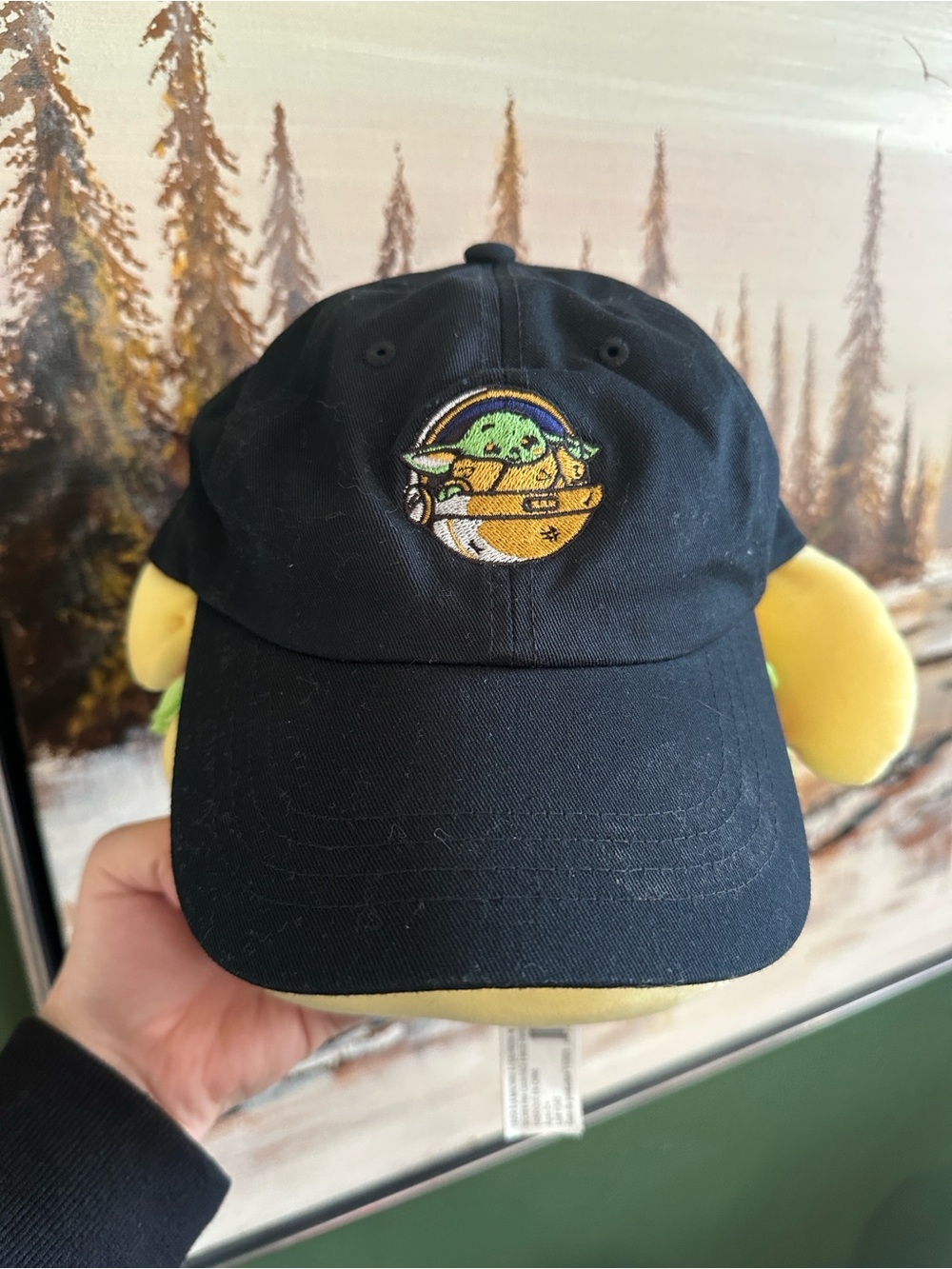 Black Baby Yoda Grogu Embroidered Dad Hat